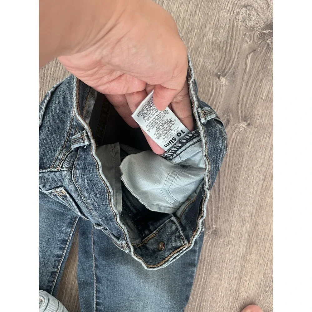 Girls Medium Wash Denim Skinny Pants Distressed 10 Slim STRECH